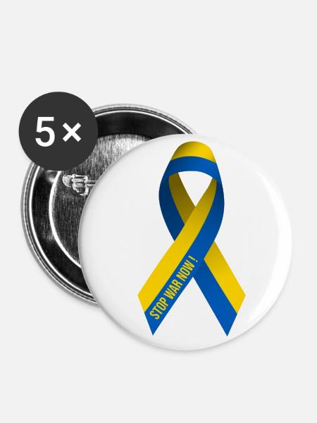 Stop War In Ukraine - Buttons klein 25 mm (5er Pack) - Weiß