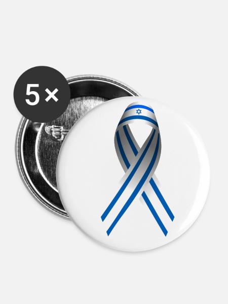 Israel Schleife Friedenszeichen Flagge - Buttons klein 25 mm (5er Pack) - Weiß
