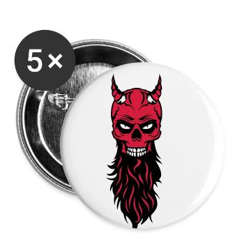 dead head hipster devil bearded beard fantasy luc - Buttons small 1''/25 mm (5-pack) - white - Front