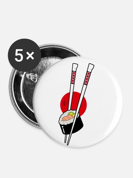 Sushi - Buttons klein 25 mm (5er Pack) - Weiß