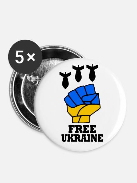 Ukraine - Buttons klein 25 mm (5er Pack) - Weiß
