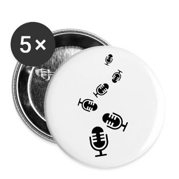 Mikrofon Symbol - Buttons klein 25 mm (5er Pack) - Weiß - Vorne