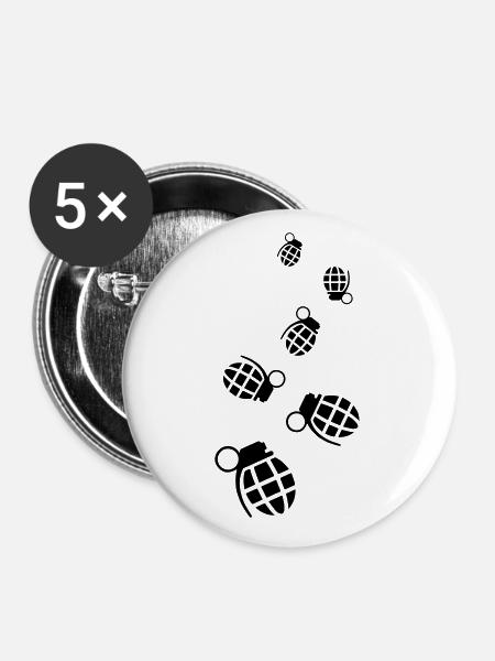 Granate waffe icon - Buttons klein 25 mm (5er Pack) - Weiß