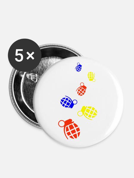 Granate waffe icon - Buttons klein 25 mm (5er Pack) - Weiß