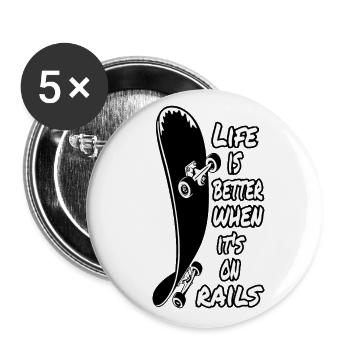 life is better on rails - Buttons small 1''/25 mm (5-pack) - white - Front