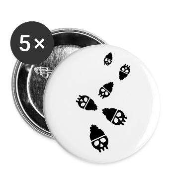 Skelett kopf symbol - Buttons klein 25 mm (5er Pack) - Weiß - Vorne