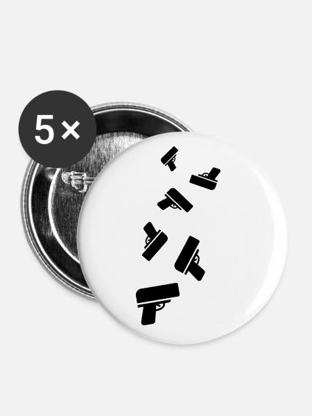 Waffe Money Rain - Buttons klein 25 mm (5er Pack) - Weiß
