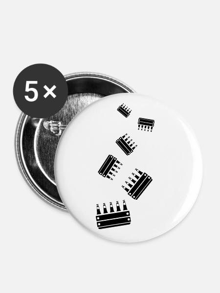 Bierflasche Kiste - Buttons klein 25 mm (5er Pack) - Weiß