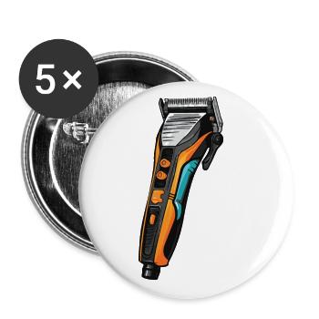 Tondeuse à cheveux Coiffeur - Lot de 5 petits badges (25 mm) - blanc - Devant