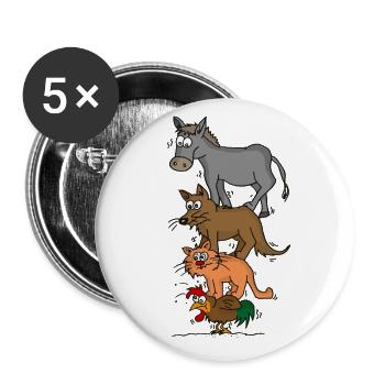 Twisted Bremen Town Musicians - Buttons small 1''/25 mm (5-pack) - white - Front