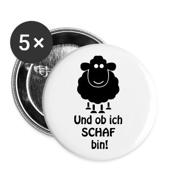 Und ob ich SCHAF bin! - Buttons klein 25 mm (5er Pack) - Weiß - Vorne