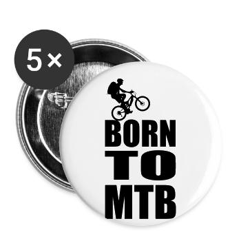 Born to MTB - Buttons small 1''/25 mm (5-pack) - white - Front