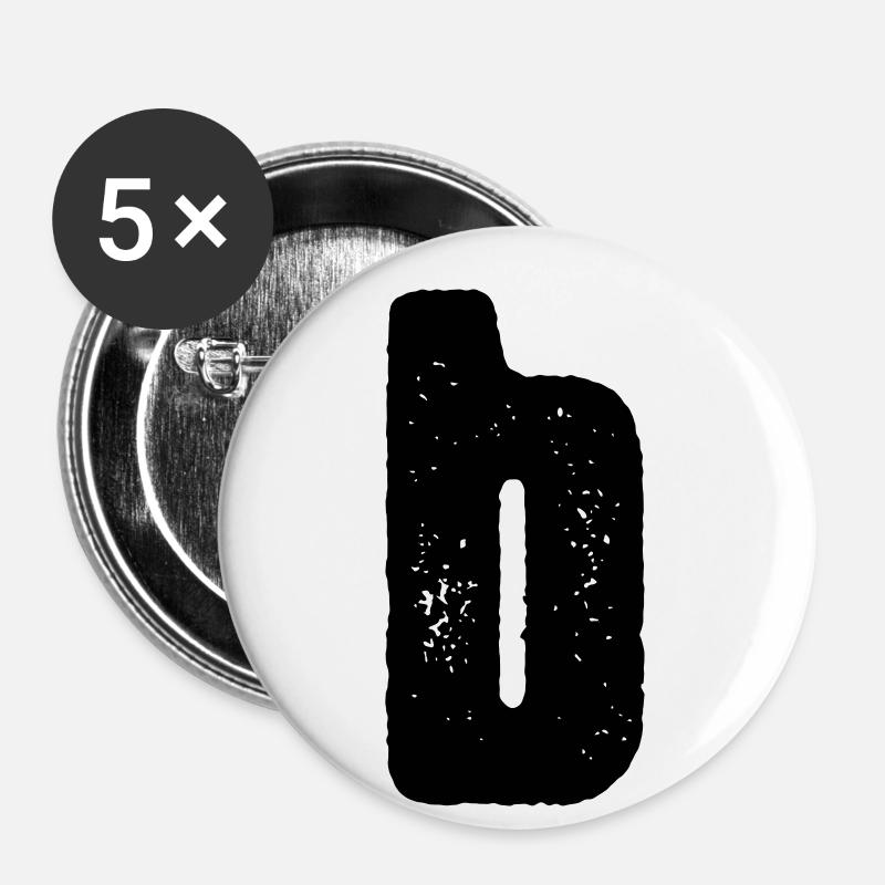 B logo black - Buttons small 1''/25 mm (5-pack) - white