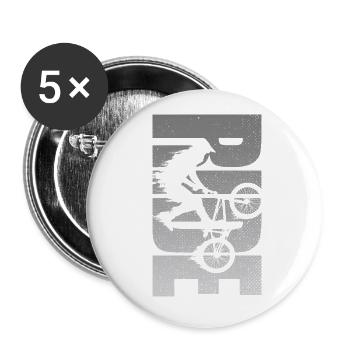BMX Fahrer Ride Fahrrad Retro - Buttons klein 25 mm (5er Pack) - Weiß - Vorne