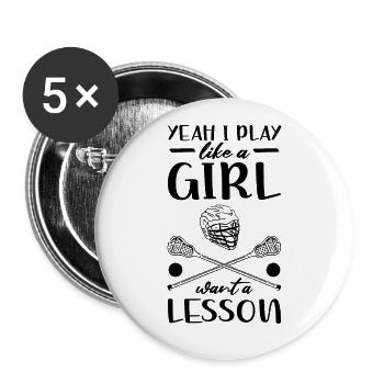 Lacrosse Girls - Buttons small 1''/25 mm (5-pack) - white - Front