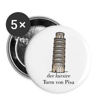 the cursive tower of Pisa - crooked versus italic - Buttons small 1''/25 mm (5-pack) - white - Front