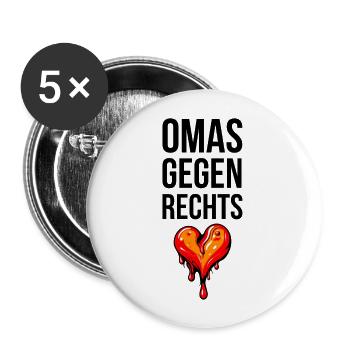 OMAS GEGEN RECHTS mit Herz - Buttons klein 25 mm (5er Pack) - Weiß - Vorne