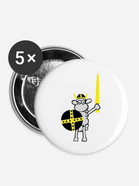 wikinger3 - Buttons klein 25 mm (5er Pack) - Weiß