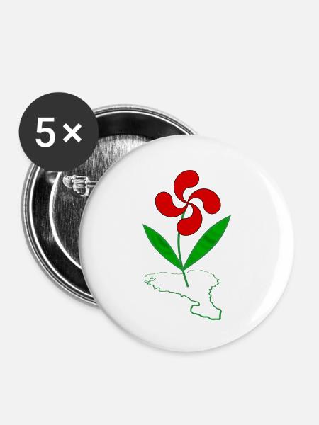 Baskische Blume - Buttons klein 25 mm (5er Pack) - Weiß