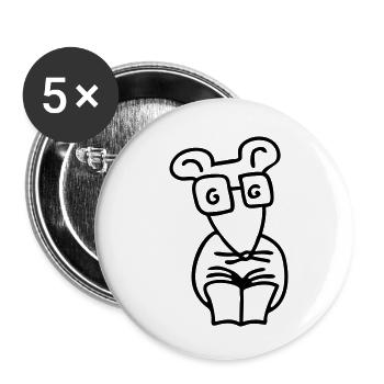 Leseratte - Line - Buttons klein 25 mm (5er Pack) - Weiß - Vorne