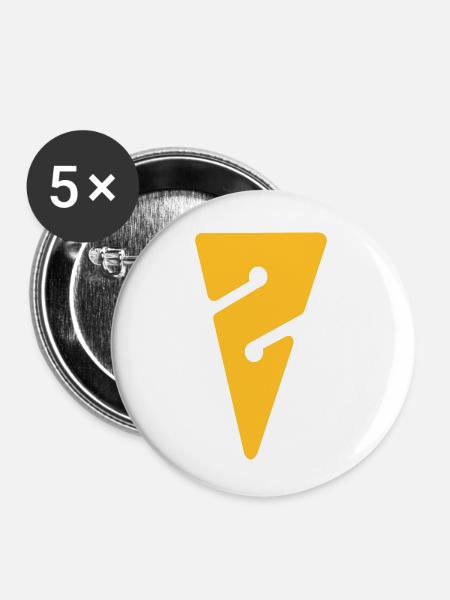 Arrow gelb ohne - Buttons klein 25 mm (5er Pack) - Weiß