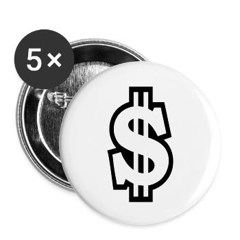 dollar - Lot de 5 petits badges (25 mm) - blanc - Devant
