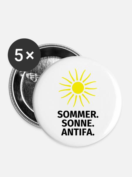Sommer Sonne Antifa - Buttons klein 25 mm (5er Pack) - Weiß