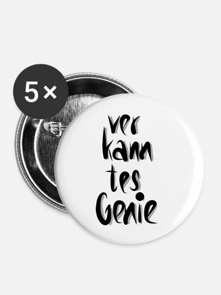 Verkanntes Genie - Buttons klein 25 mm (5er Pack) - Weiß