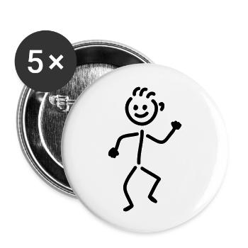 tanzendes Männchen - Buttons klein 25 mm (5er Pack) - Weiß - Vorne