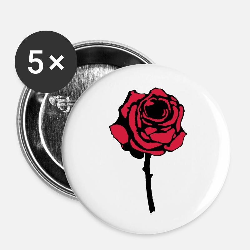 rose - Lot de 5 petits badges (25 mm) - blanc