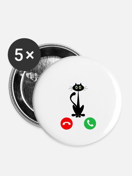 Cat is Calling - Buttons klein 25 mm (5er Pack) - Weiß
