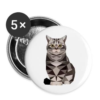 Cat polygon House cat kitten cat - Buttons small 1''/25 mm (5-pack) - white - Front