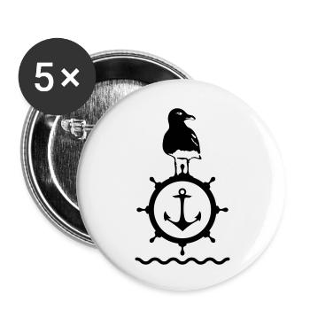 Port de mer la côte Mouette volant induit arbre - Lot de 5 petits badges (25 mm) - blanc - Devant