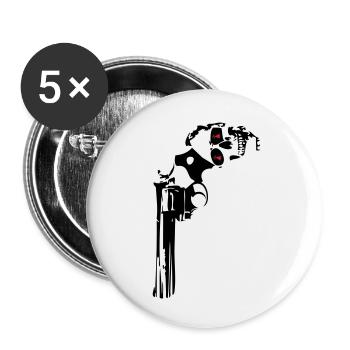 357 gun pistol revolver skull death head - Buttons small 1''/25 mm (5-pack) - white - Front