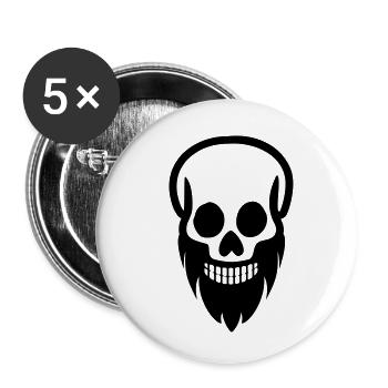 Schädel Bart - Buttons klein 25 mm (5er Pack) - Weiß - Vorne