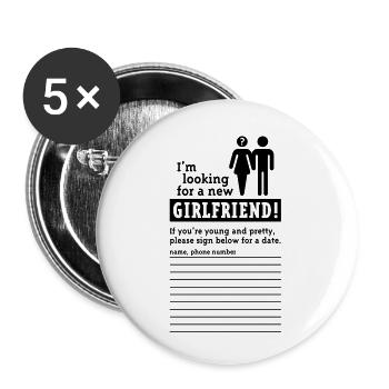 Cherche une amie (hétéro) - Lot de 5 petits badges (25 mm) - blanc - Devant