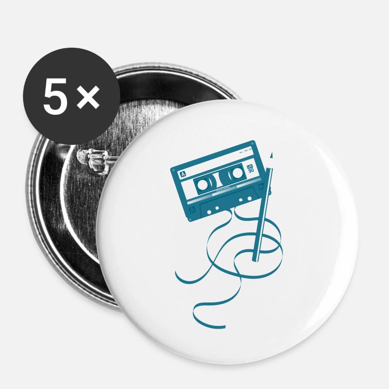 Compact Cassette - Buttons small 1''/25 mm (5-pack) - white