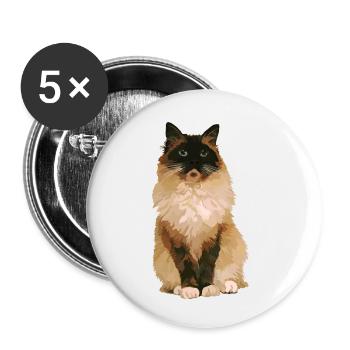 Ragdoll-Katze 1 - Buttons klein 25 mm (5er Pack) - Weiß - Vorne