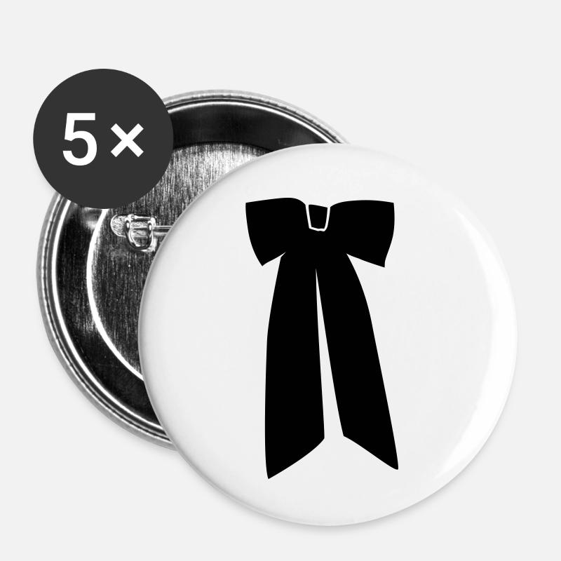 Bow Tie Girl cravate corbata Krawatte - Lot de 5 petits badges (25 mm) - blanc
