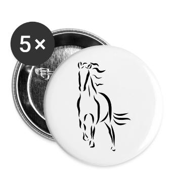 galloping horse Stallion Mare drawing - Buttons small 1''/25 mm (5-pack) - white - Front