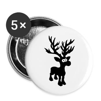 niedlicher Elch Karibu Rentier Reh Hirsch Norwegen - Buttons klein 25 mm (5er Pack) - Weiß - Vorne
