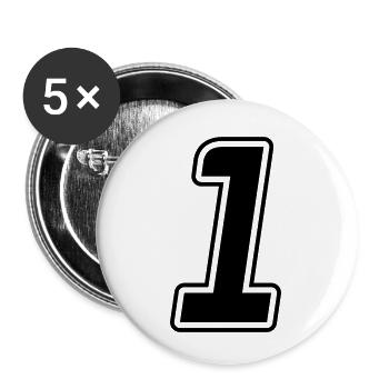 Number 1 - Buttons small 1''/25 mm (5-pack) - white - Front