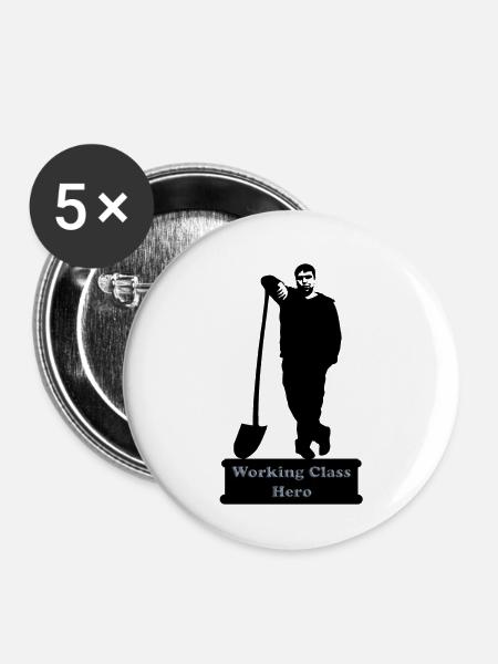 working_class_hero_3 - Buttons klein 25 mm (5er Pack) - Weiß