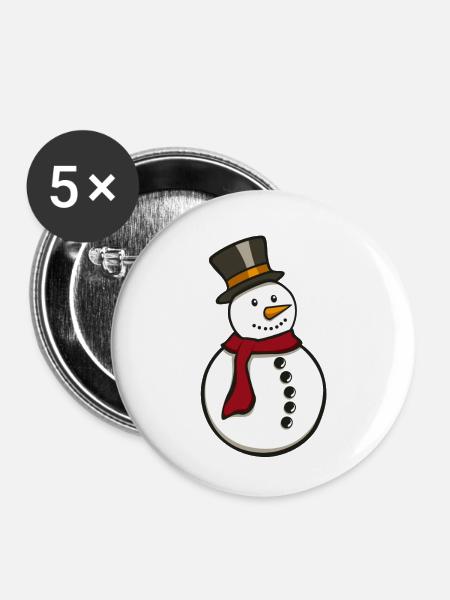 snowman - Buttons klein 25 mm (5er Pack) - Weiß