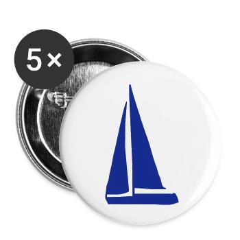 bateau à voiles - Lot de 5 petits badges (25 mm) - blanc - Devant