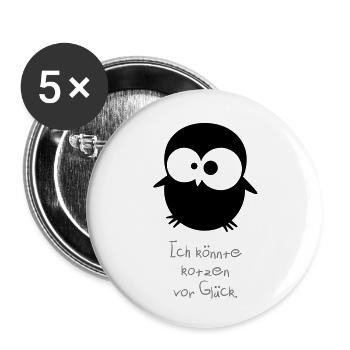Eine Eule // Ich könnte kotzen vor Glück. - Buttons klein 25 mm (5er Pack) - Weiß - Vorne