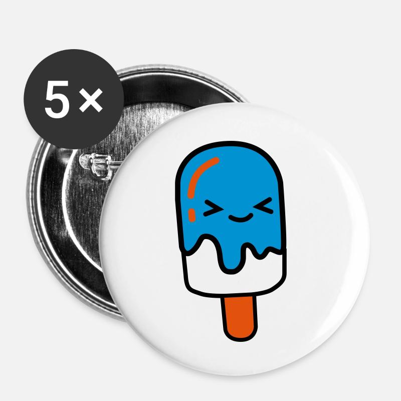 Eis mit Gesicht - Buttons klein 25 mm (5er Pack) - Weiß