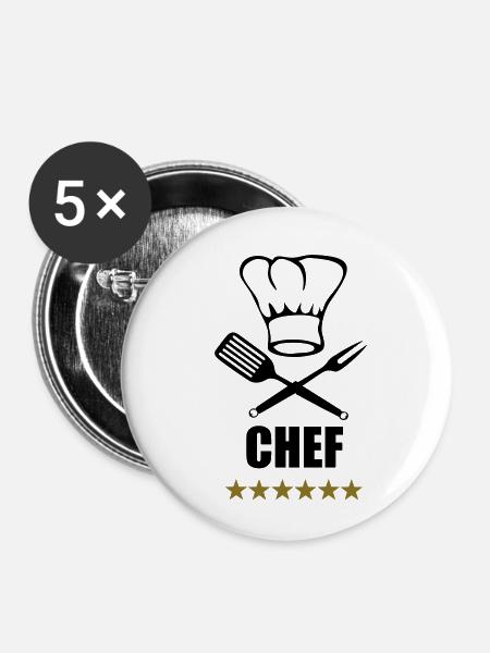Kochen - Buttons klein 25 mm (5er Pack) - Weiß
