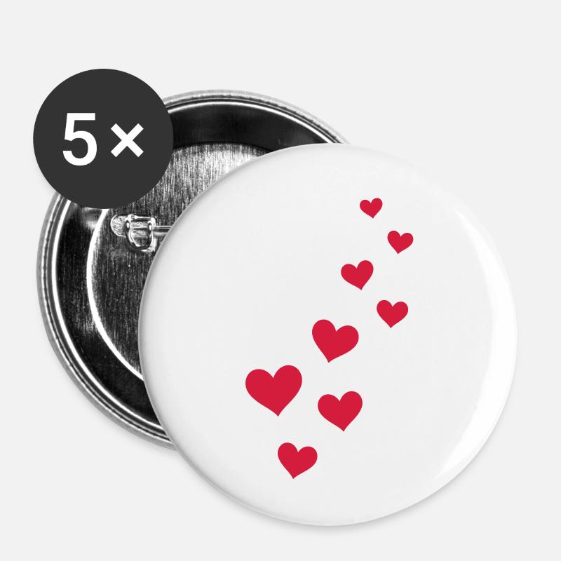 Hearts - Buttons klein 25 mm (5er Pack) - Weiß