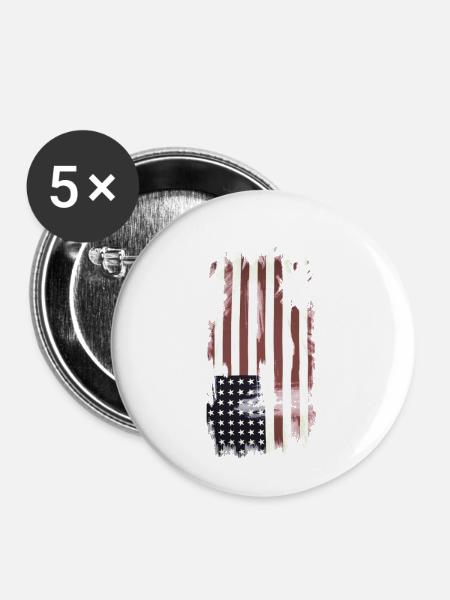 USA Flag - Buttons klein 25 mm (5er Pack) - Weiß